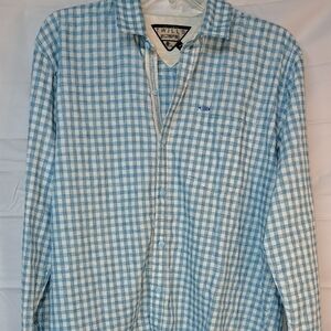 Twills Swaraj Men's Long Sleeve Button Up Light Blue White Size XL Preppy